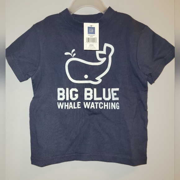 🐳 Baby GAP Navy Whale Themed Tee T Shirt  Short Sleeved Top Toddler Boys 2T - Picture 4 of 5